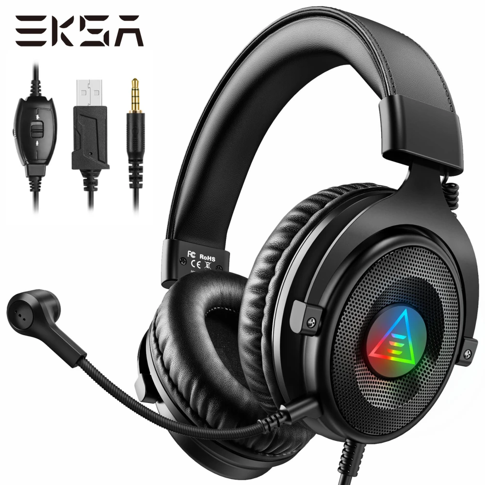 

EKSA Gaming Headset Gamer E900DL Wired Headphones with Noise Cancelling Microphone Over-Ear Gaming Headphones For PC /PS5/Xbox
