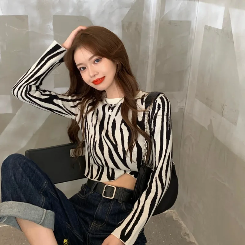 Осень 2023 Женская Винтажная Футболка YUQI в полоску с длинным рукавом модель Y2k
