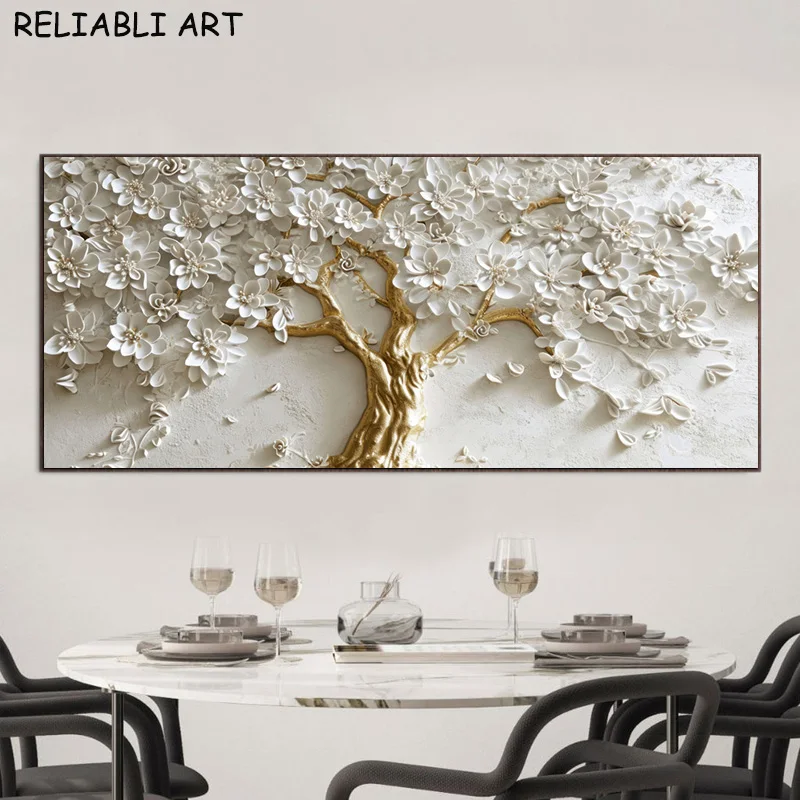 Картина на холсте RELIABLI ART Белое дерево цветы современная