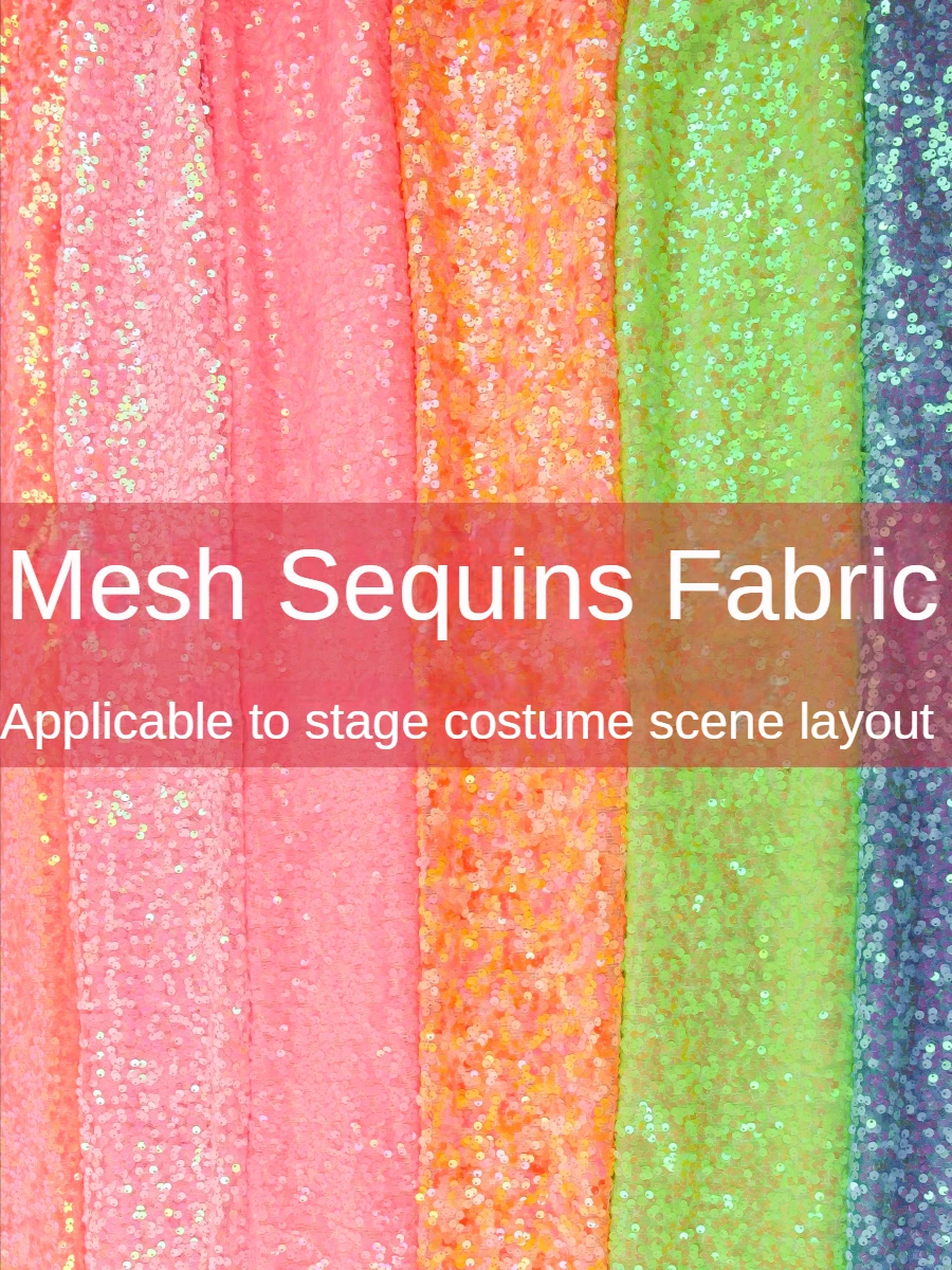 

Fabrics with Sequins By The Meter for Skirts Clothing Diy Sewing Colorful Mesh Yarn Embroidered Wedding Decorative Stage Glitter