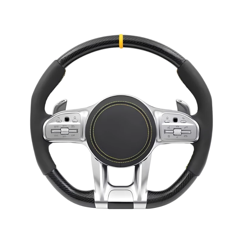 Фото Руль из карбона для Mercedes-Benz AMG W167 C63 W205 E300 E220 W213 CLS W218 W222 S500 W204 C300 W212 E250 GLE GLC 43 №5