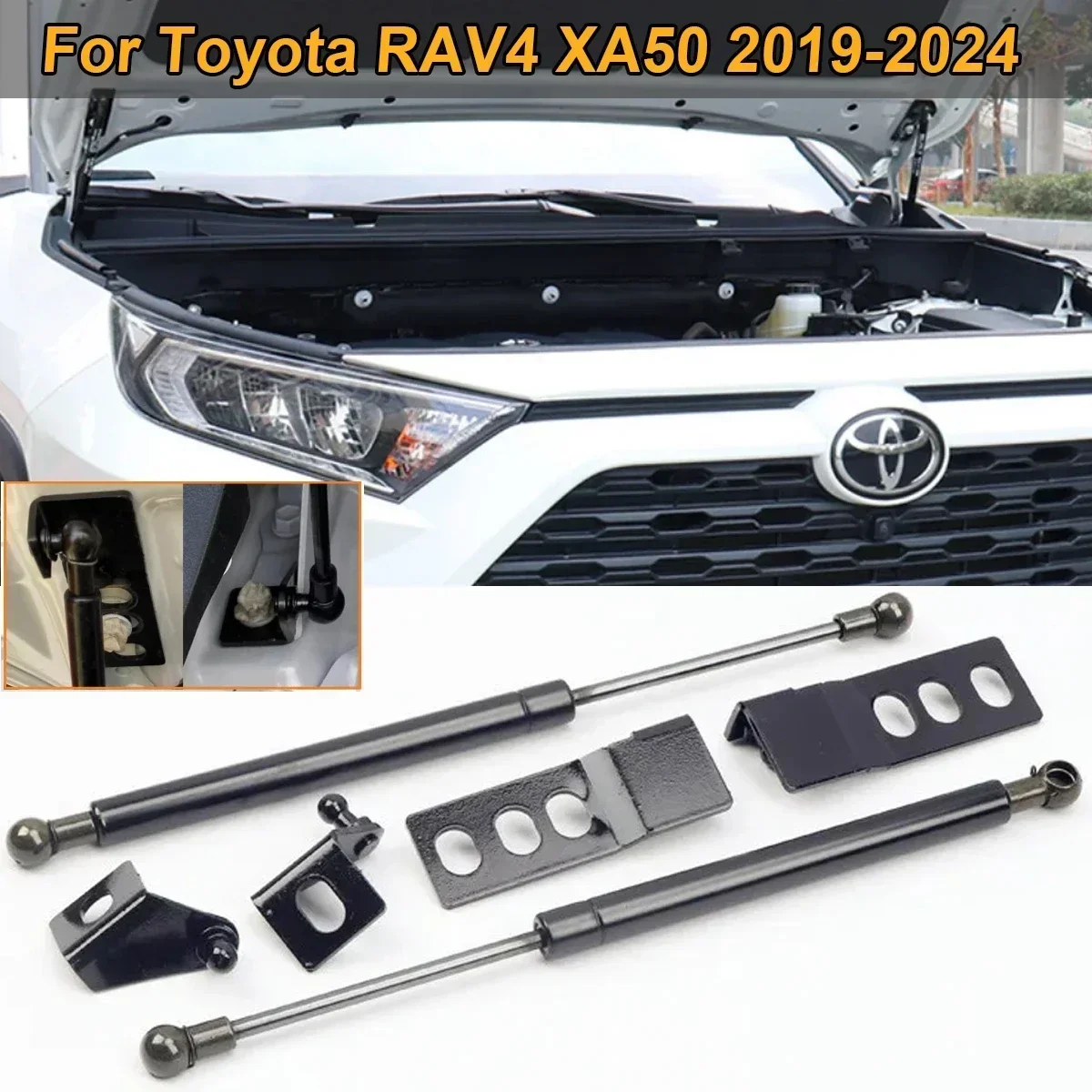 

Для Toyota RAV4 2019 2020-2024 передний капот двигателя, газовые стойки, планка, гидравлический амортизатор, пружинный подъемник, опорный стержень, автомобильные аксессуары