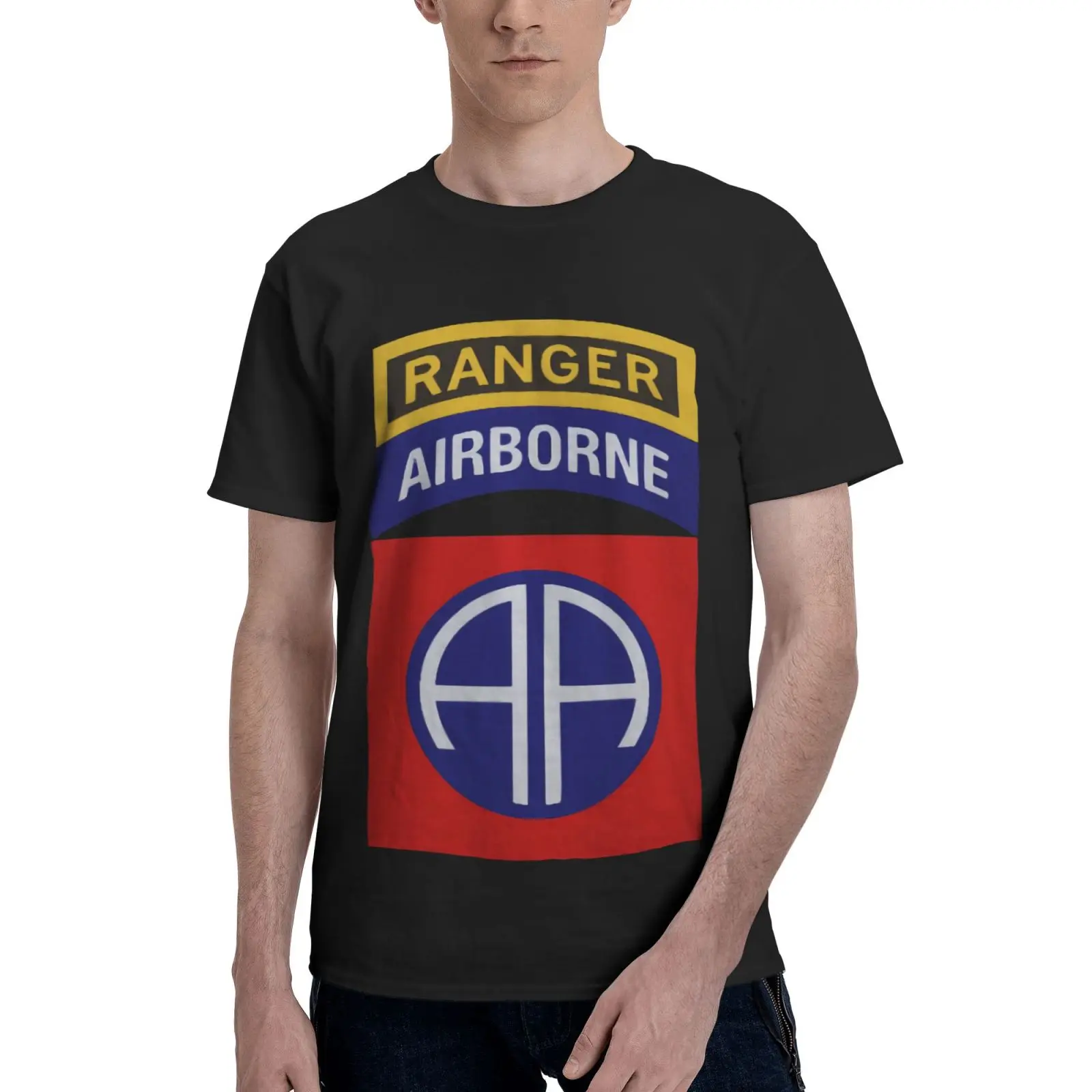 

82Nd Airborne Ranger Tab-82Nd Airborne Men T-Shirt T-Shirts Man Blouse Top Tshirts For Men Men's Cotton T-Shirt Men's Clothing