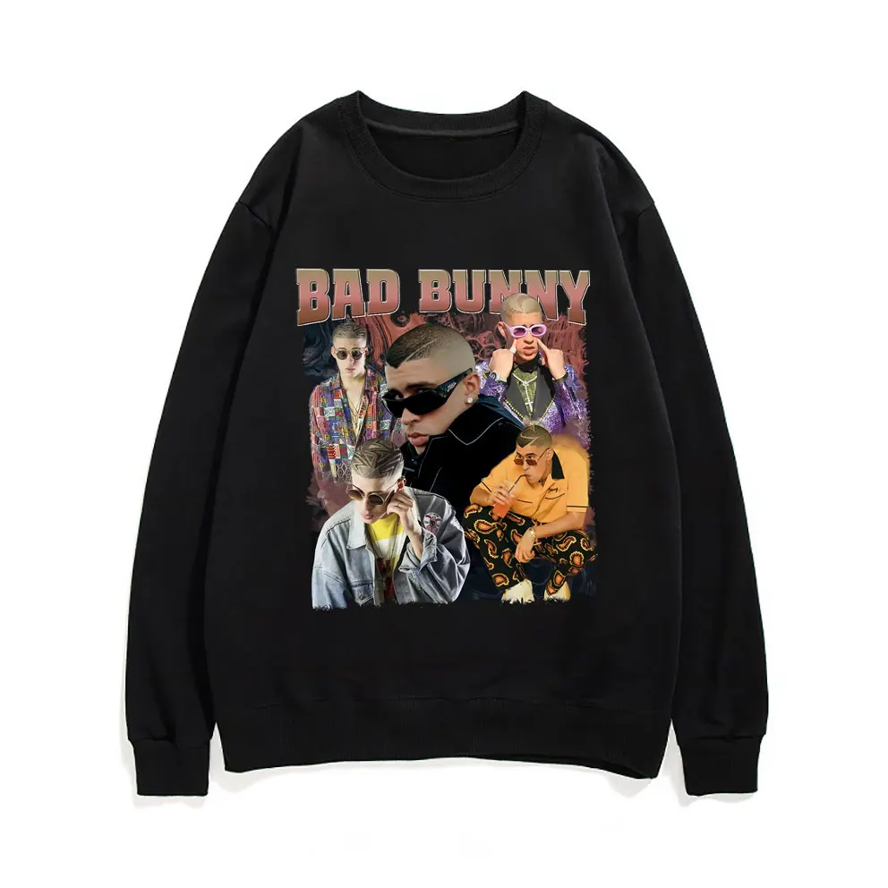 

Hip Hop Singer Bad Bunny Oversized Graphic Print Sweatshirt Regular Men Women Brand Harajuku Pullover Unisex Loose Sweatshirts