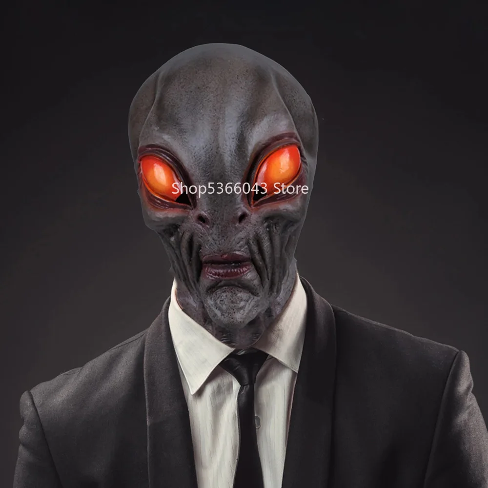 Ужасная маска пришельца полного размера из латекса с жуткими большими глазами, магическим монстром для Хэллоуина и костюмированной рейв-вечеринки.