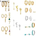 CANNER 3 шт.компл., серебряный цвет, цвет маленькая серьга-кольцо, простые круглые серьги с цирконом, кристаллами, звездой, Луной для женщин, модные украшения