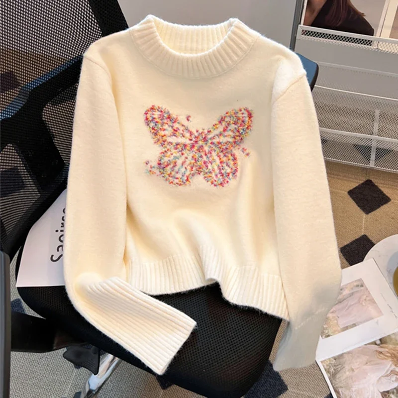 Новинка 2024 осенне-зимний женский утепленный свободный пуловер свитер высокого