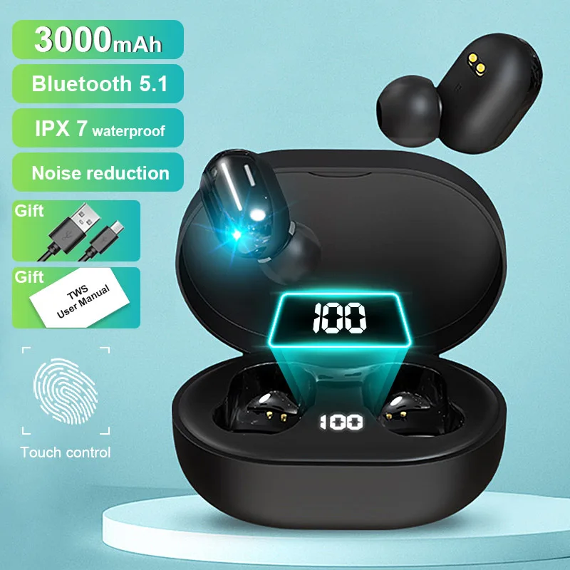 

TWS Wireless Bluetooth Headphones Earphones HiFi Stereo Waterproof Sports Headset Gamer Noise Reduction For All Smart Phone