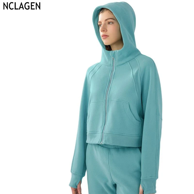 NCLAGEN Yoga Running Jacket Women Zipper Long-sleeved Outdoor Crop Top
