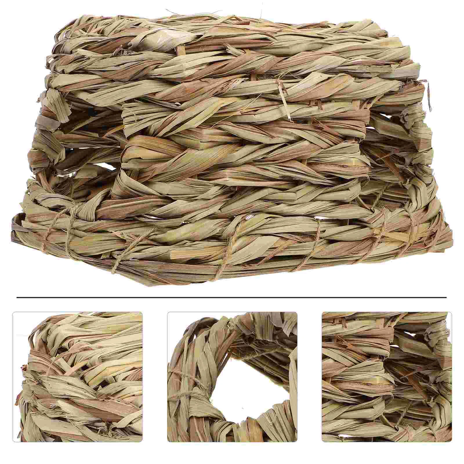 

Cage Hamster Straw Pet Tunnel Small Petite Tube Hedgehog Woven Seagrass Accessories Dwarf Habitat Chinchilla Portable Breeding