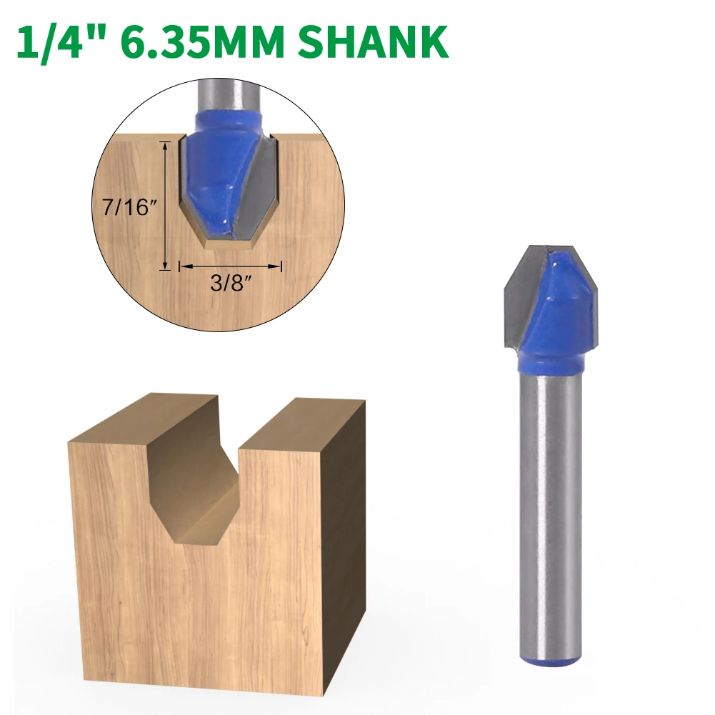 

1PC 1/4" 6.35MM Shank Milling Cutter Wood Carving 90 Degree Woodworking Tenon Milling Cutter Drilling For Wood Carbide Alloy