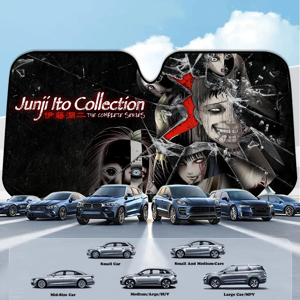 Фото Лобовое стекло автомобиля Horror Comics J-Junji I-Ito, складной солнцезащитный козырек, блок-отражатель, портативный дышащий экран с защитой от УФ-лучей №4