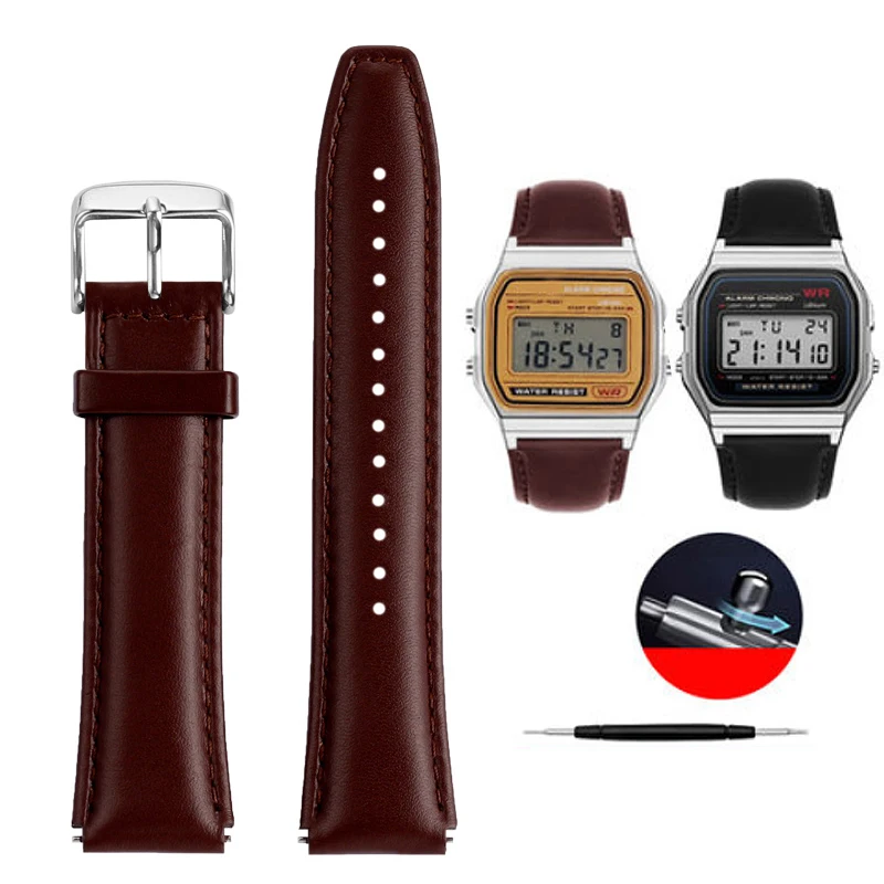 Кожаный ремешок для часов Casio 18 мм | AliExpress