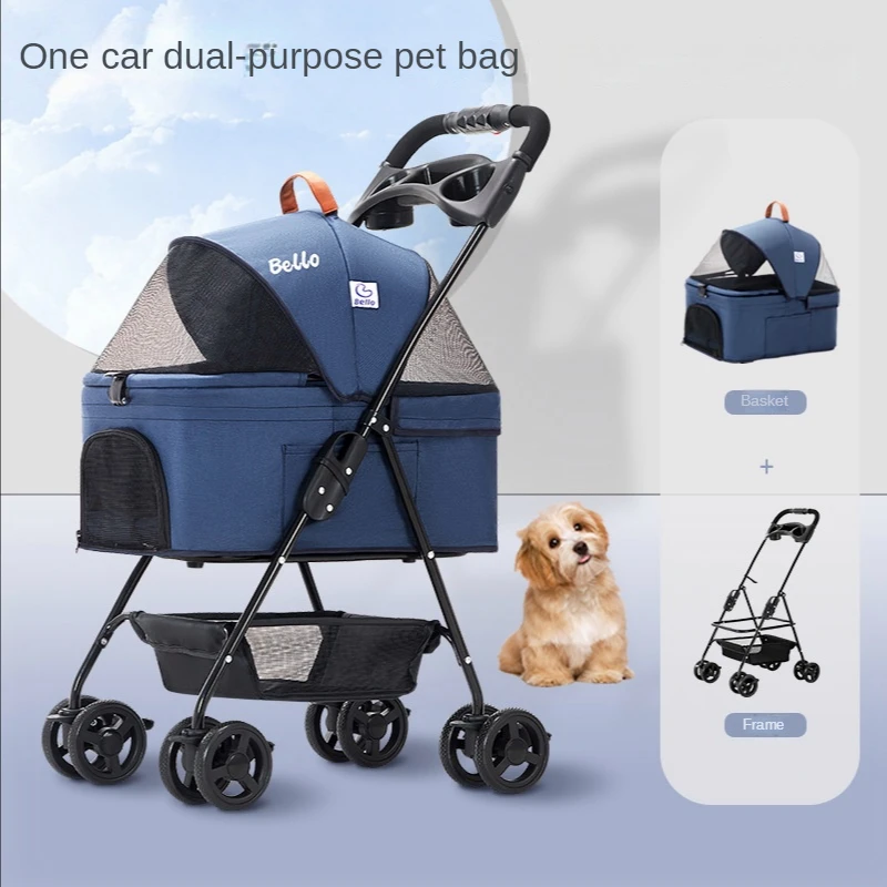 

Pet Cart Trolley Luxury Dog Carrier Strollers Breathable Travel Outdoor Pet Stroller Pushchair Separation Four-Wheeled Folding