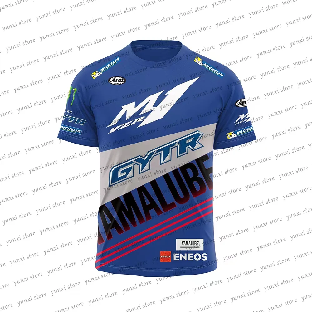 

2023 New Summer Hot Blue M1 Men's T-shirt Motorcycle Race Suitable for Yamaha Track Popular Short Sleeve Sports Large