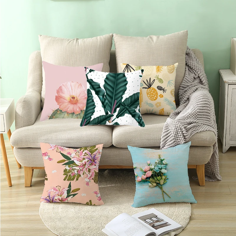 

Creative Printed Pillowcases Peach Skin Pillowcases Cushion Covers Fruit Series Pillowcases Comfortable Fresh Home Textiles