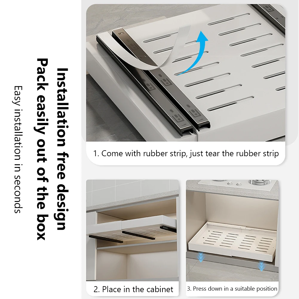 Выдвижной шкаф-органайзер с клейкой пленкой выдвижные ящики полка для кладовой