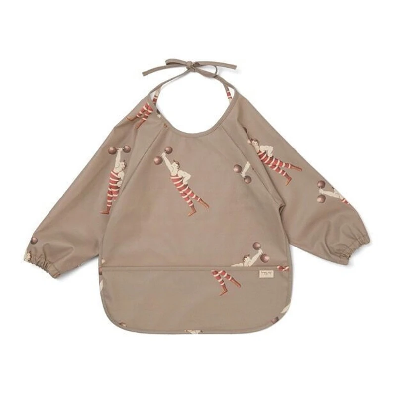 

Детский нагрудник с длинными рукавами, водонепроницаемый халат для малышей с карманом, фартук для кормления младенцев, Прямая