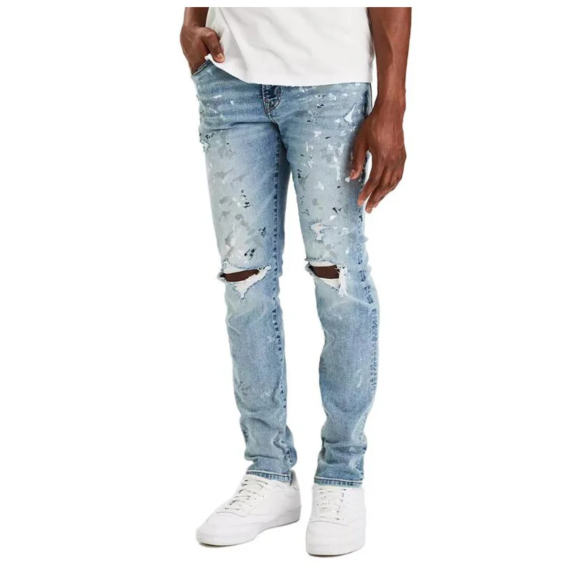 

Men's Jeans Ripped Paint High Quality Stretch Skinny Street