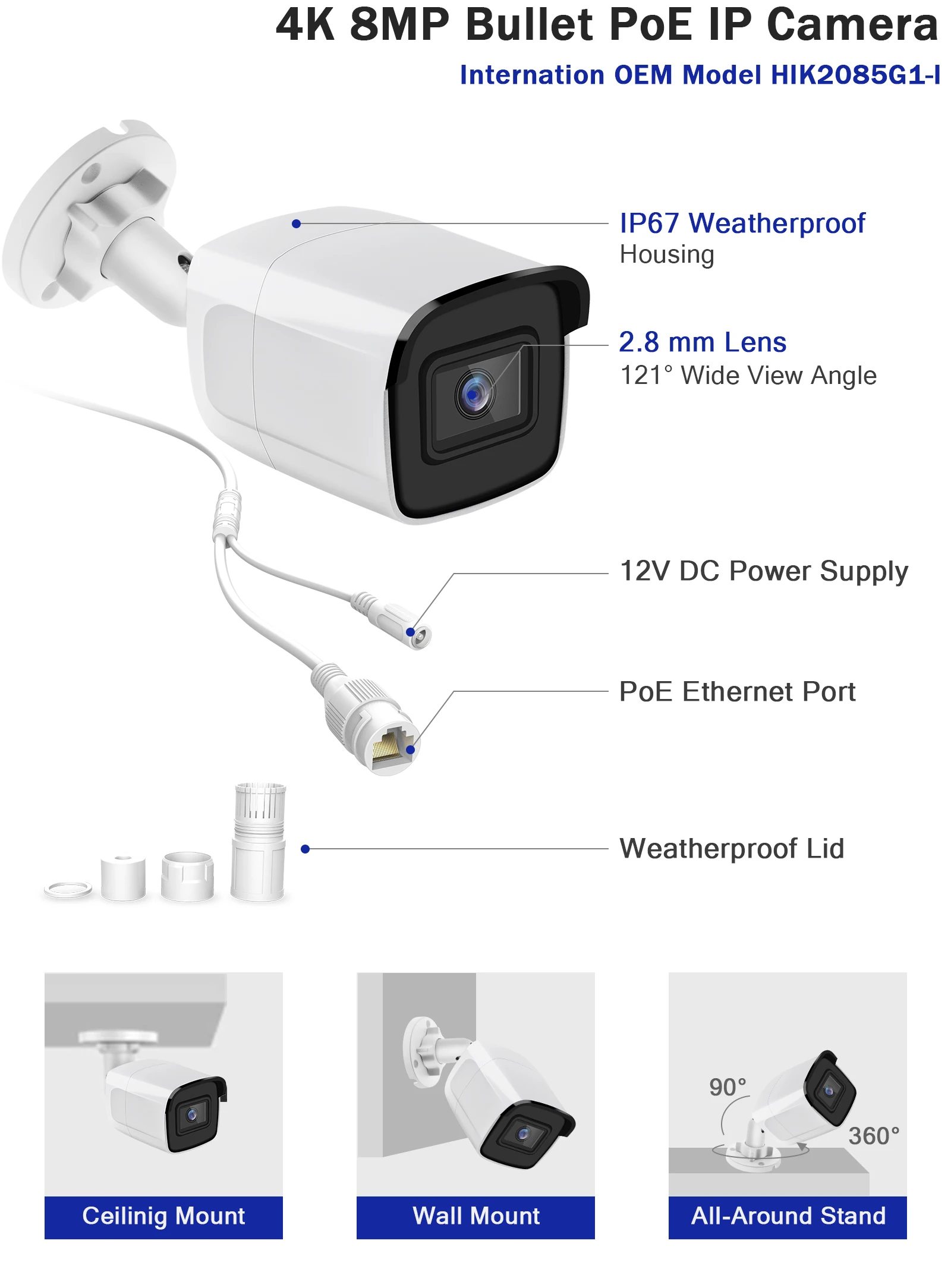 Система видеонаблюдения Hikvision 4 канала 8 каналов Мп 4K POE сетевой видеорегистратор -