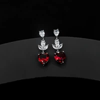 korean heart super flash color zircon simple earrings party wedding earrings