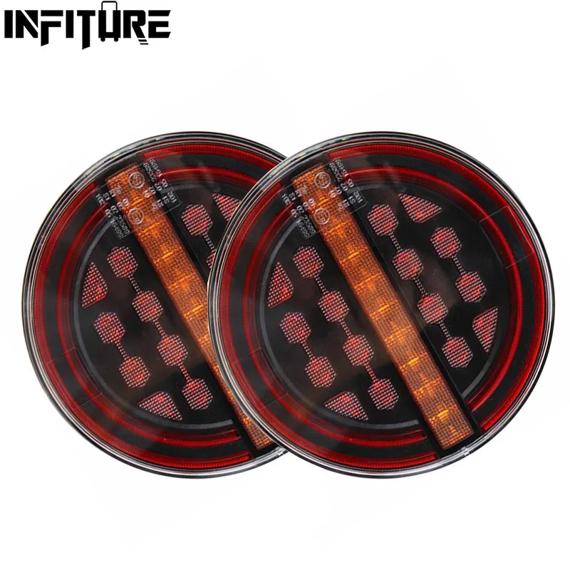 

Двухцветные задние фонари, резиновое кольцо, круглые задние фонари для грузовиков, стоп-сигнал поворота, задние фонари, хромированное кольц...