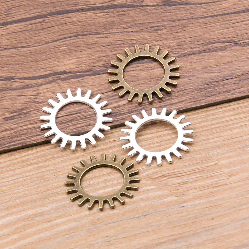 

20PCS 25mm 2 Color Vintage Metal Zinc Alloy Steampunk Gear Round Hollow Charms Fit Jewelry Pendant Charms Makings