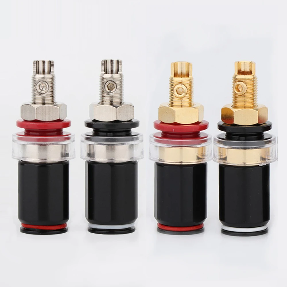 

4Pcs Speaker Terminal Binding Plug Gold Plated Rhodium Plated HIFI Amplifier Post Socket No Soldering