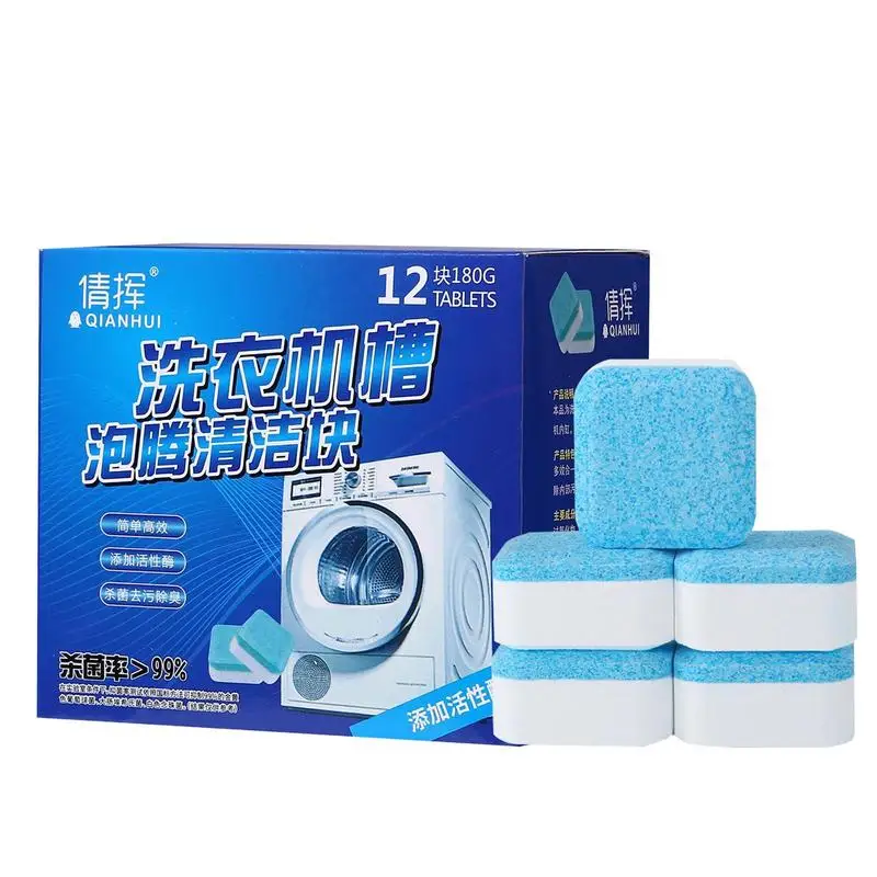 

12Pcs Washing Machine Cleaner Deep Cleaning Tablets Descaler for Front Loader & Top Load Washer Septic Safe Deodorizer Clean