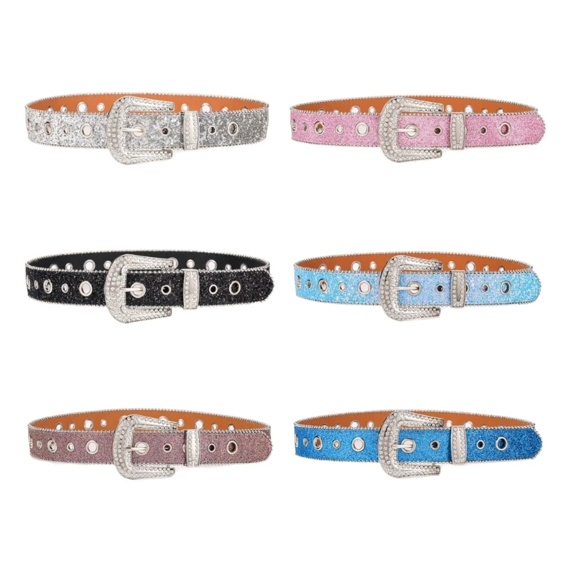 

Elegant Buckle Waist Belt for Adult Full Sequins Belt for Jeans Skirt