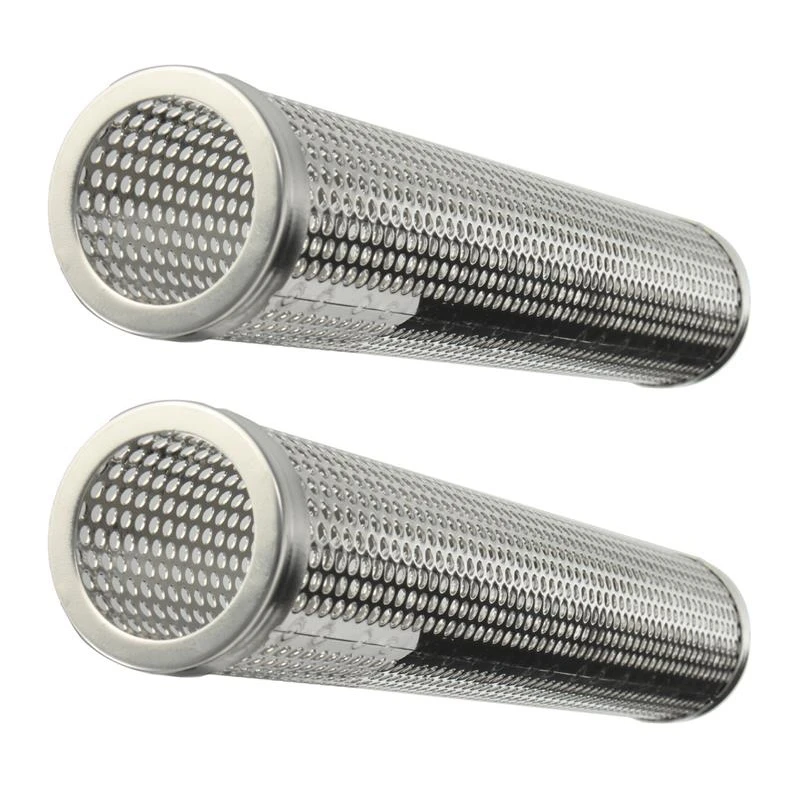 

2X Round BBQ Grill Hot Cold Smoking Mesh Tube Smoke Generator Stainless Steel Smoker Wood Pellet Round Section-FS-PHFU