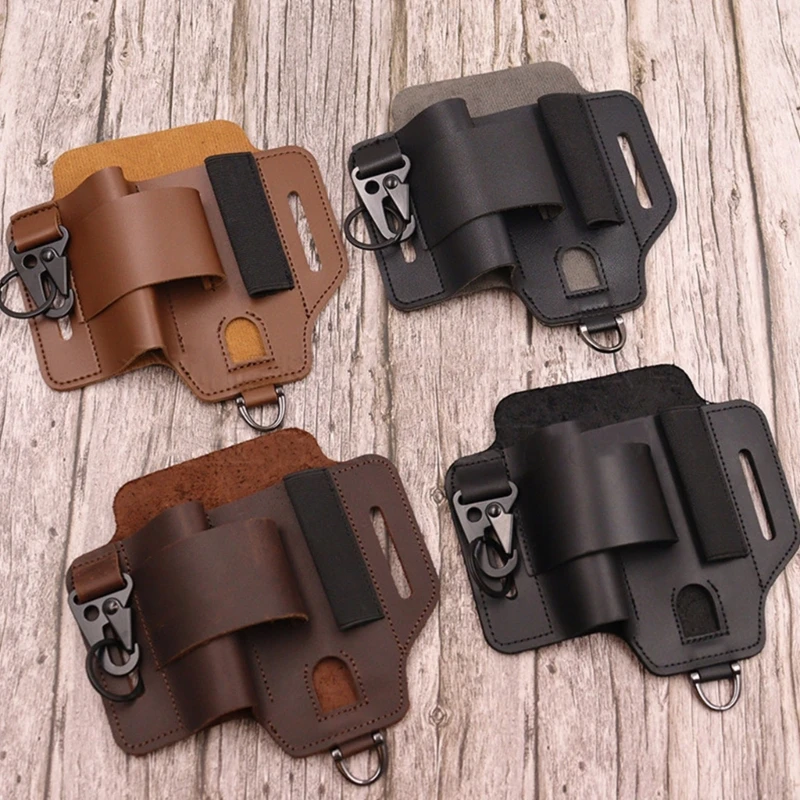 

Leather Belt Sheath with Key Holder Multitool Pockets Tool Holsters