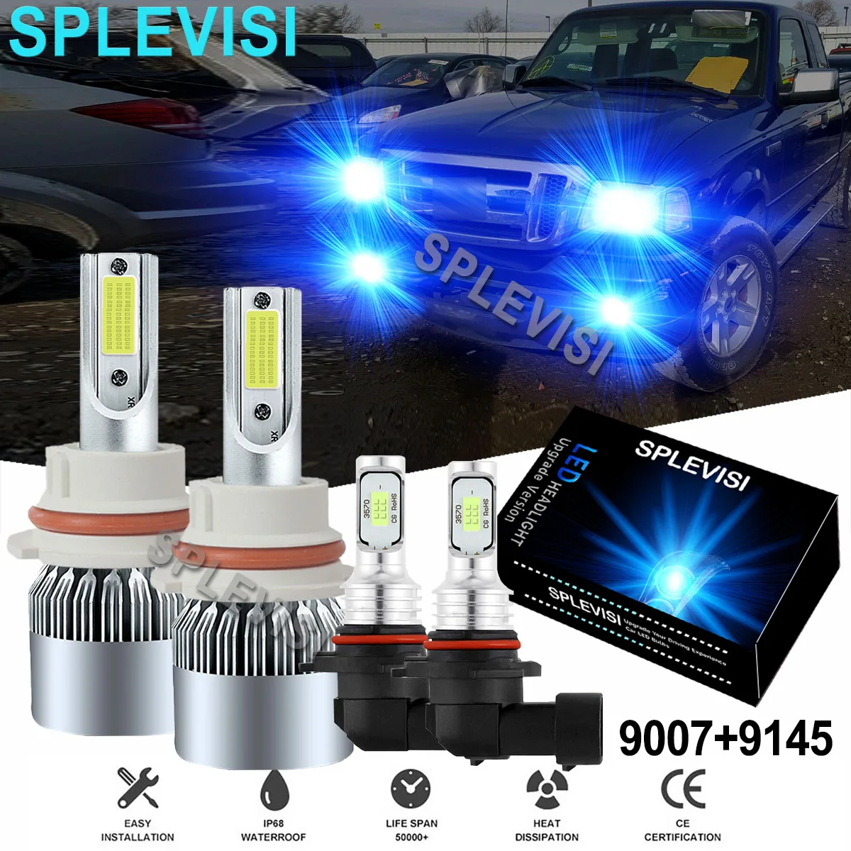 

4 шт., Автомобильные светодиодные лампы 8000K для Ford Ranger 1998-2011