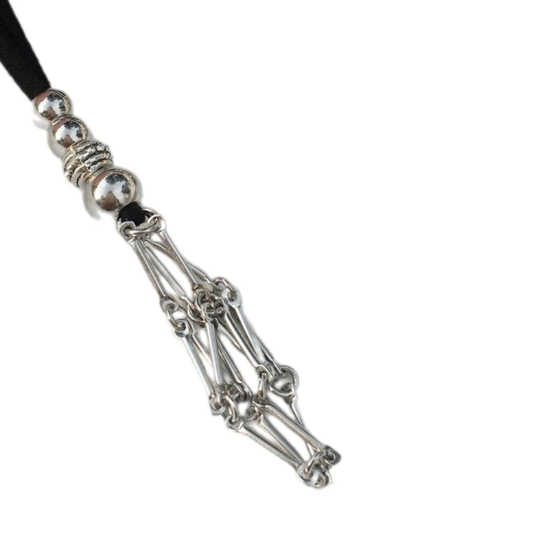 Сетчатое ожерелье с подвеской регулируемая кожаная веревка металлическое в виде