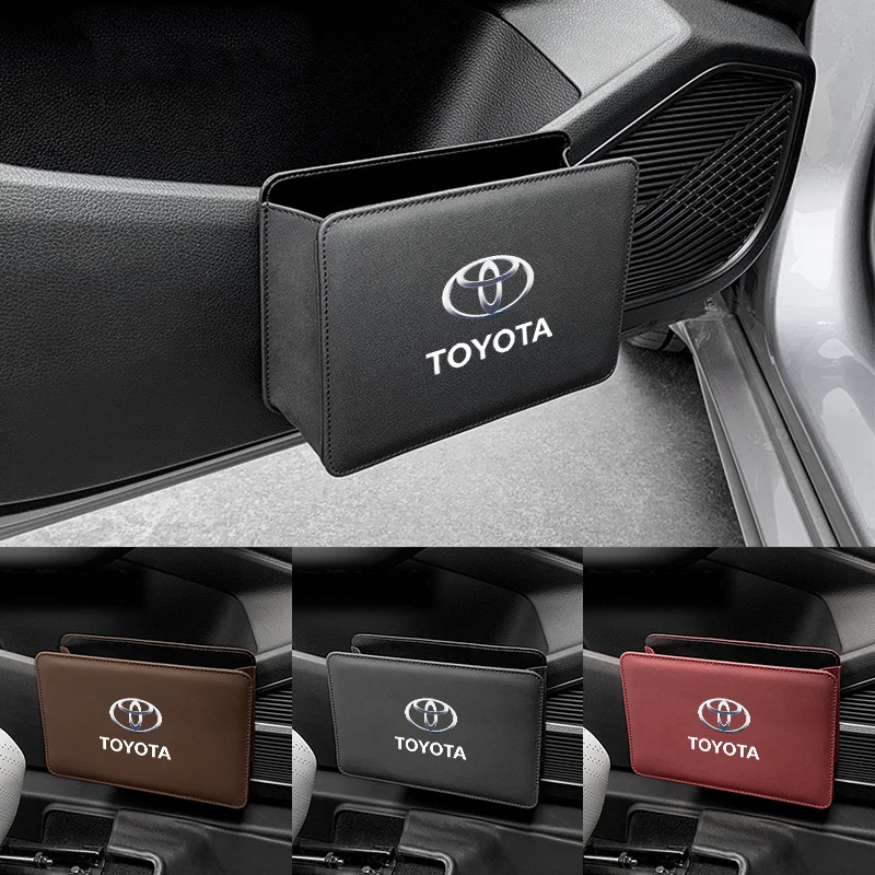 

PU Leather Car Storage Pocket Door Storage Barrel Organizer Small Stuff Storage Bag For Toyota Chr Rav4 Corolla 2022 Accessories
