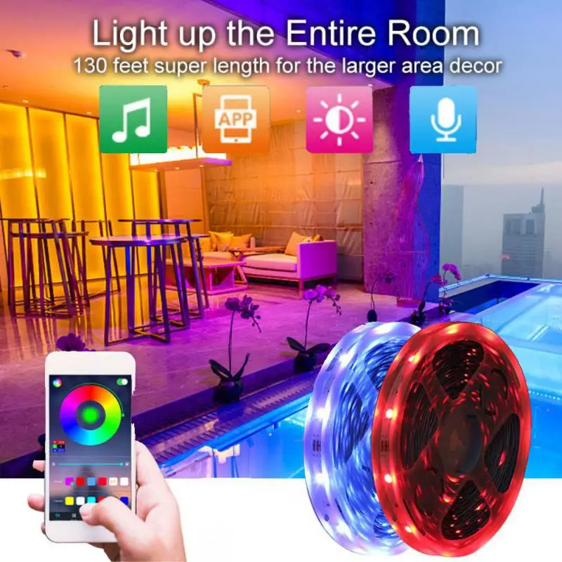 

Светодиодная ленсветильник, совместимая с Bluetooth, 5/10 м, 5050 RGB