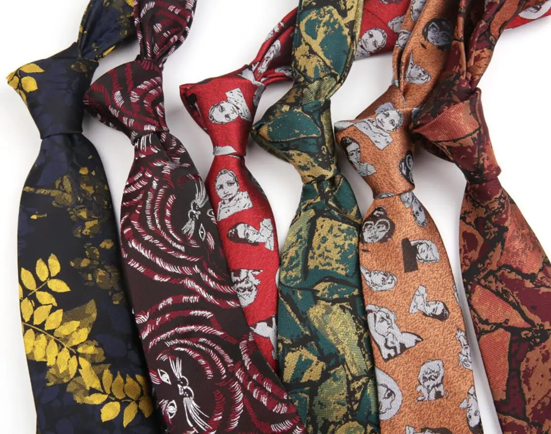 

New Tide 7CM Paisley Print Men's Tie Vintage Dark Flower Leaf Jacquard Business Cravate Narrow Flower Neckties Accessories