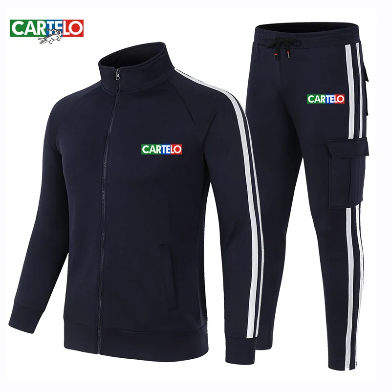 

Cartelo printed men's autumn and winter sports and leisure sports suit with small hooded sweater new