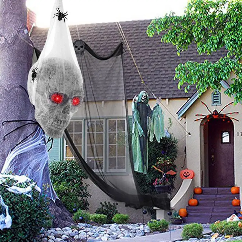 Женский светящийся хлопковый череп-паук с голосовым управлением