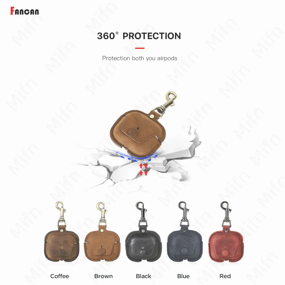 

For Air Pods 3 Case Luxury Leather Case Cover With Keychain Anti-lost protection Crazy Horse pattern for airpods 3 Earphone Case