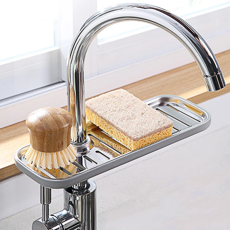 

Stainless Steel Sink Rack Drain Rack Soap Sponge Shelf Faucet Storage Basket Kitchen Sink Storage Tools Bathroom Accessories