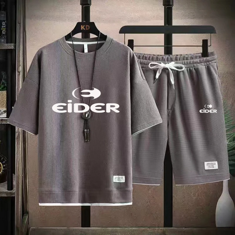 Summer men's sports set Fashion men's short sleeved T-shirt+sports shorts set Men's casual jogging sports set