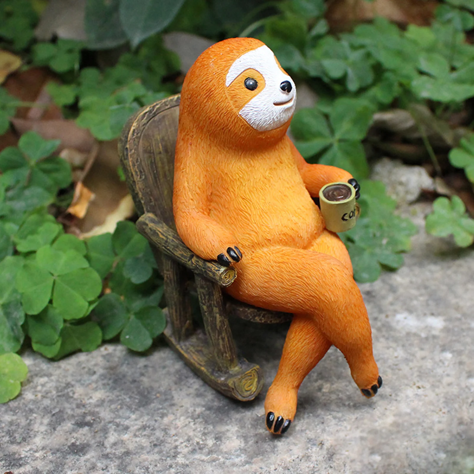 

Rocking Chair Sloth Statue Miniature Sculpture Backyard Flower Pot Ornament Home Garden Decoration Creative Resin Crafts 2022