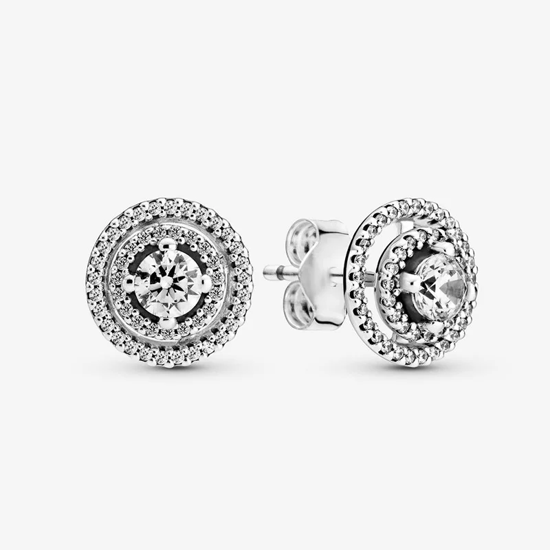 

Mybeboa Comfortable to Wear Dazzling Sparkling Double Halo Stud Earrings for Women 925 Solid Silver Original for Women Jewelry