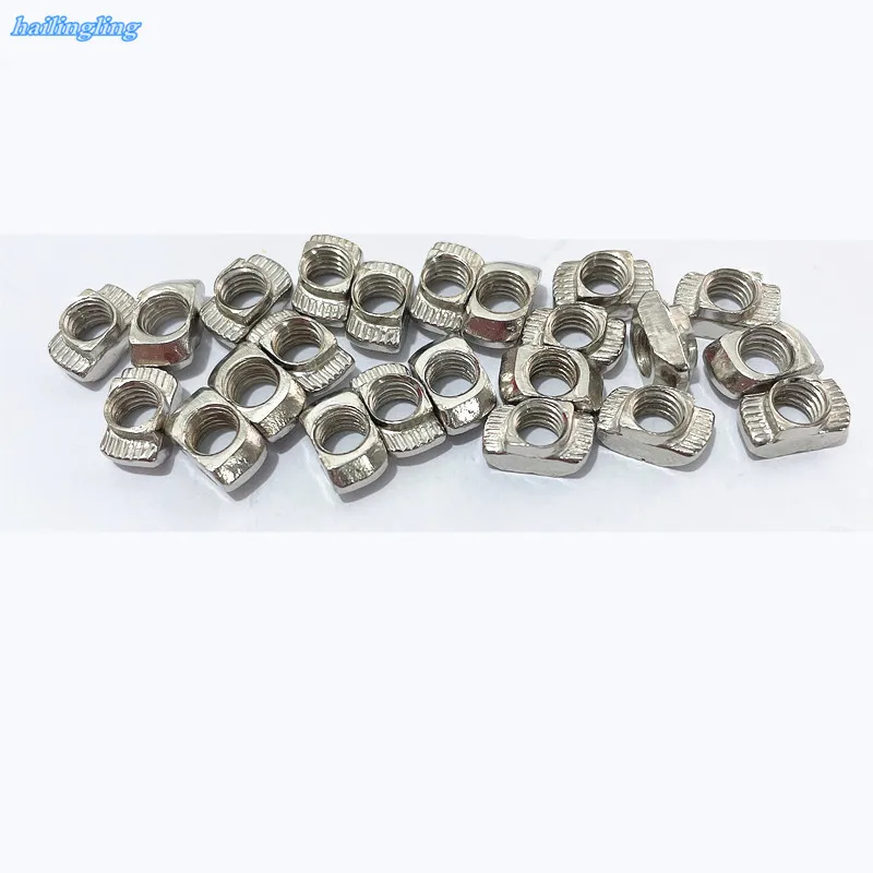 

2020 series nut 50PCS 20-m3 M4 M5 T-nut Hammer Head Fasten Nut 3D Printer Parts Nickel Plated for 20 series drop shipping