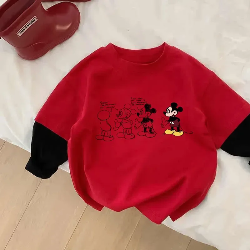 Детская Хлопковая футболка с Микки Маусом новинка весенне-летнего сезона