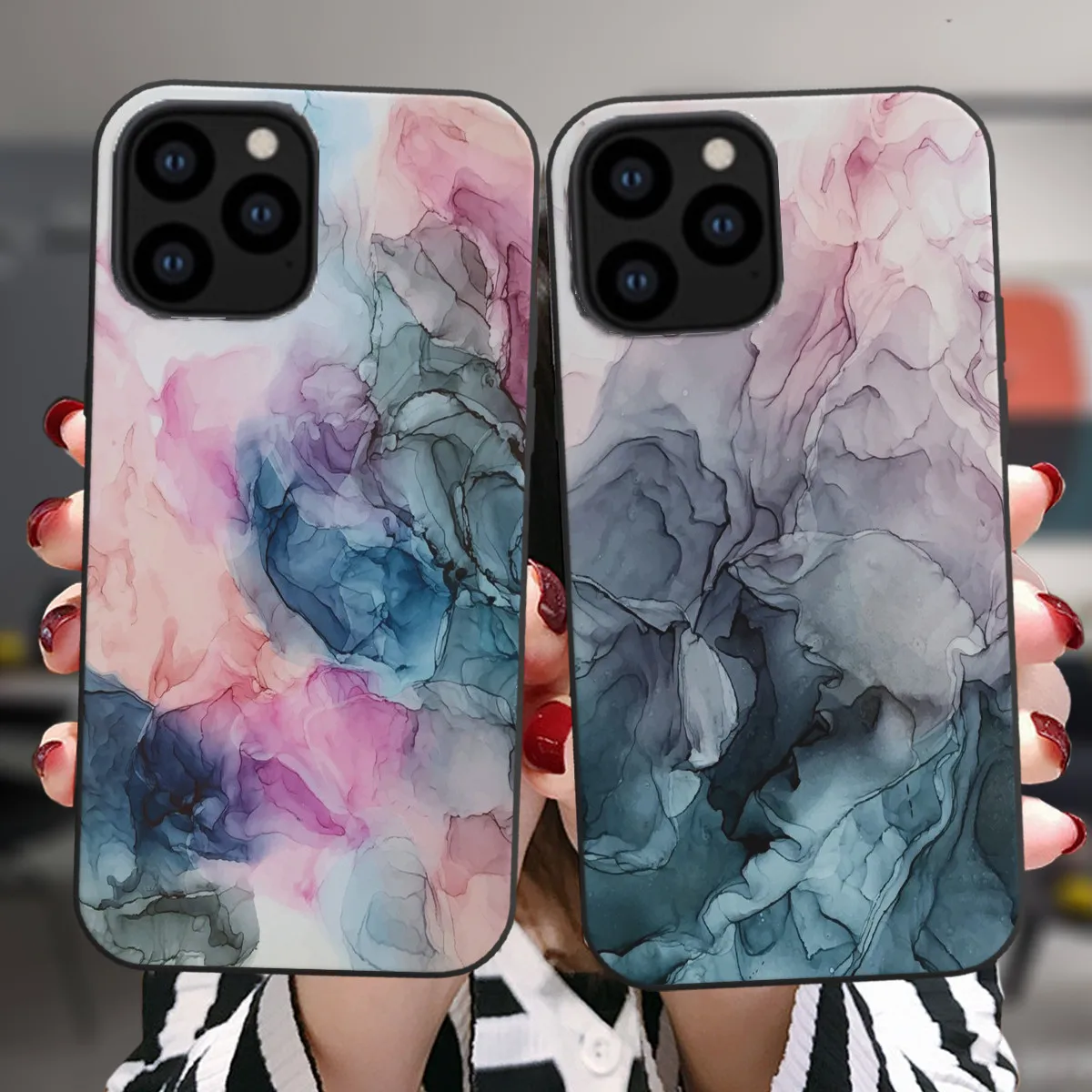 

USLION Marble Stone Texture Shockproof Cover Phone For iPhone 13 12 Mini 11 Pro XR X XS Max 7 8 Plus SE2020 Soft TPU Case Fundas