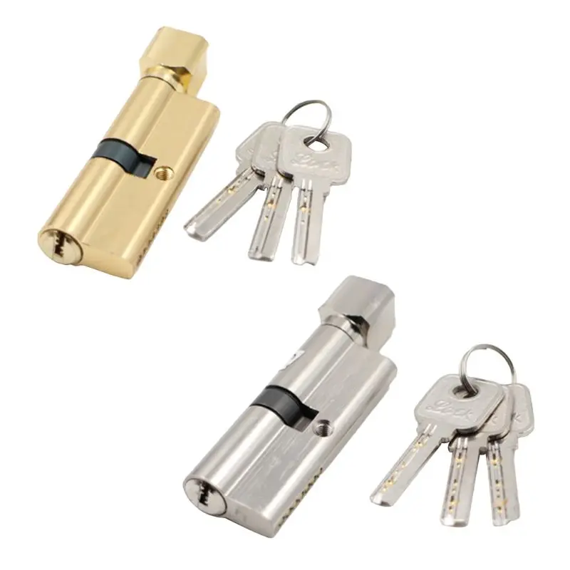 

Wooden Door Lock Cylinder with 3 Keys Anti-rust Single Open Lock Cylinder for w/Thumbturn Home Security Interior Door Lo G5AB