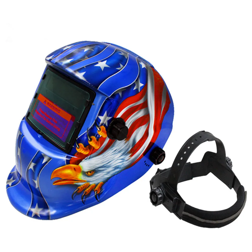 

Сварочная маска с автоматическим затемнением на солнечной батарее, сварочный головной убор для аргоновой дуговой сварки, антибликовый специальный шлем, шлем для сварки с синим орлом