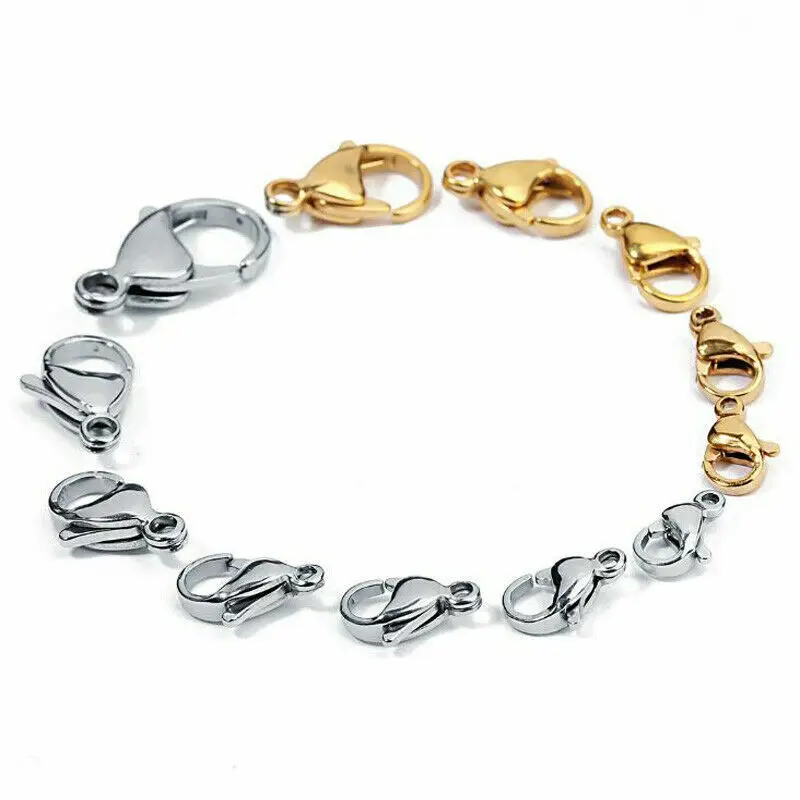 

30pcs 18k Gold Plated Stainless Steel Lobster Clasp Hook Claw Clasp Findings for DIY Necklace Bracelet Making 9mm 10mm 13mm 15mm
